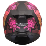 LS2 FF820 RAPID III POPPIES INTEGRAL CASCO DE MOTO NEGRO ROSA