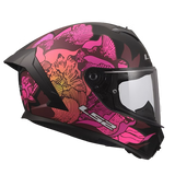 LS2 FF820 RAPID III POPPIES INTEGRAL CASCO DE MOTO NEGRO ROSA