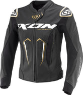 IXON VORTEX 3 Mujer Carreras Cuero Chaqueta Negro Blanco Oro