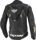 IXON VORTEX 3 Mujer Carreras Cuero Chaqueta Negro Blanco Oro