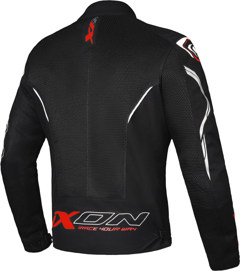 IXON FLICKER Moto Textil Hombre Chaqueta Negro Blanco Rojo