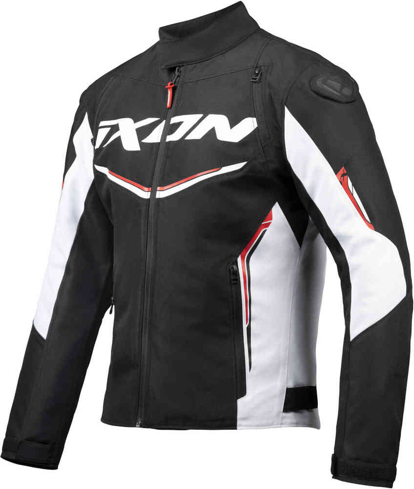 IXON CORDOLO Hombre Textil Moto Chaqueta Negro Blanco Rojo