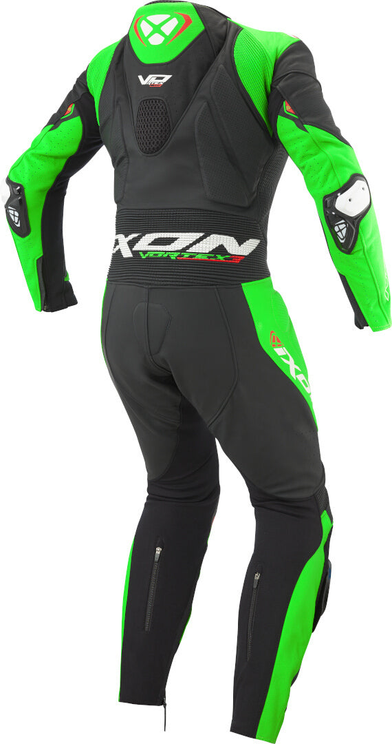 IXON VORTEX 3 HOMBRE 1 PIEZA MOTO CARRERAS TRAJE DE CUERO NEGRO VERDE