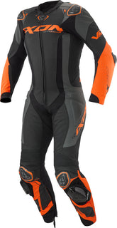 IXON VORTEX 3 HOMBRE 1 PIEZA MOTO CARRERAS TRAJE DE CUERO NEGRO NARANJA