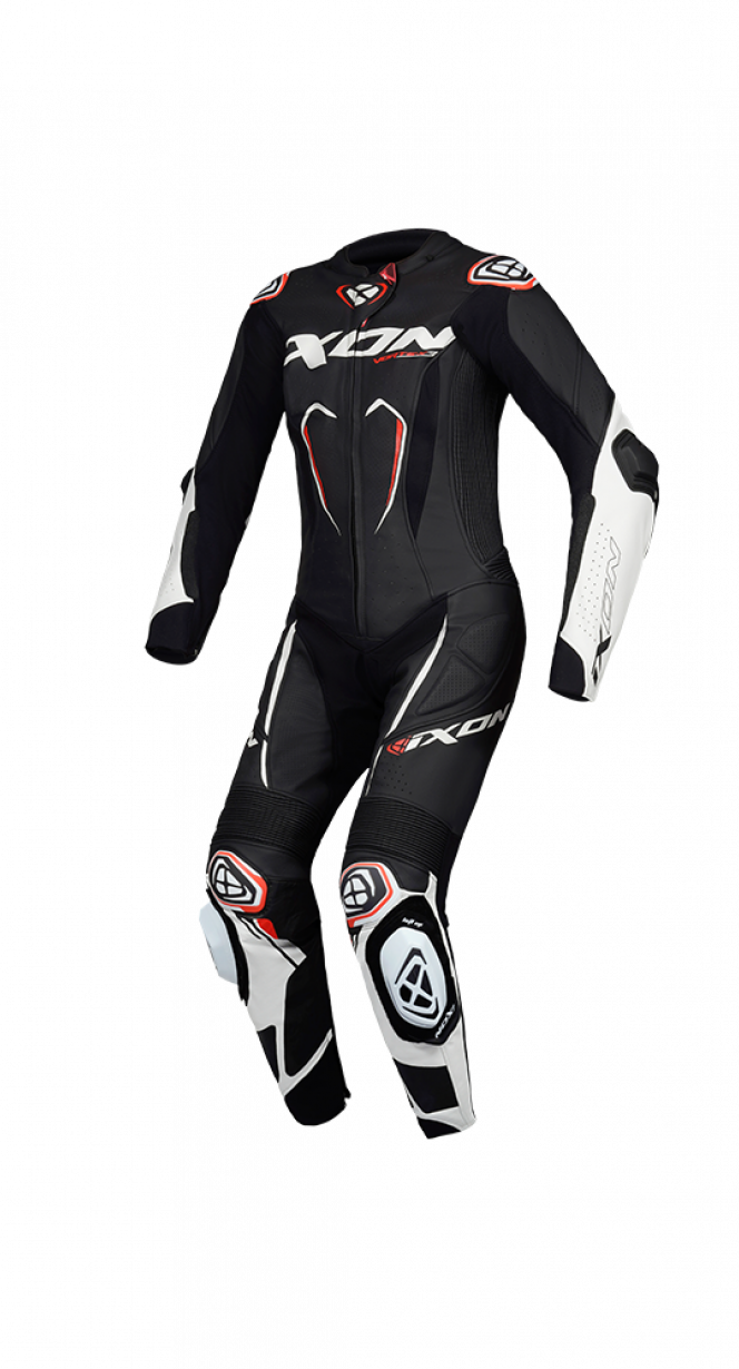 IXON VORTEX 3 DAMAS 1 PIEZA MOTO CARRERAS TRAJE DE CUERO NEGRO BLANCO