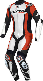 IXON VORTEX 3 HOMBRE 1 PIEZA MOTO CARRERAS TRAJE DE CUERO BLANCO NEGRO ROJO