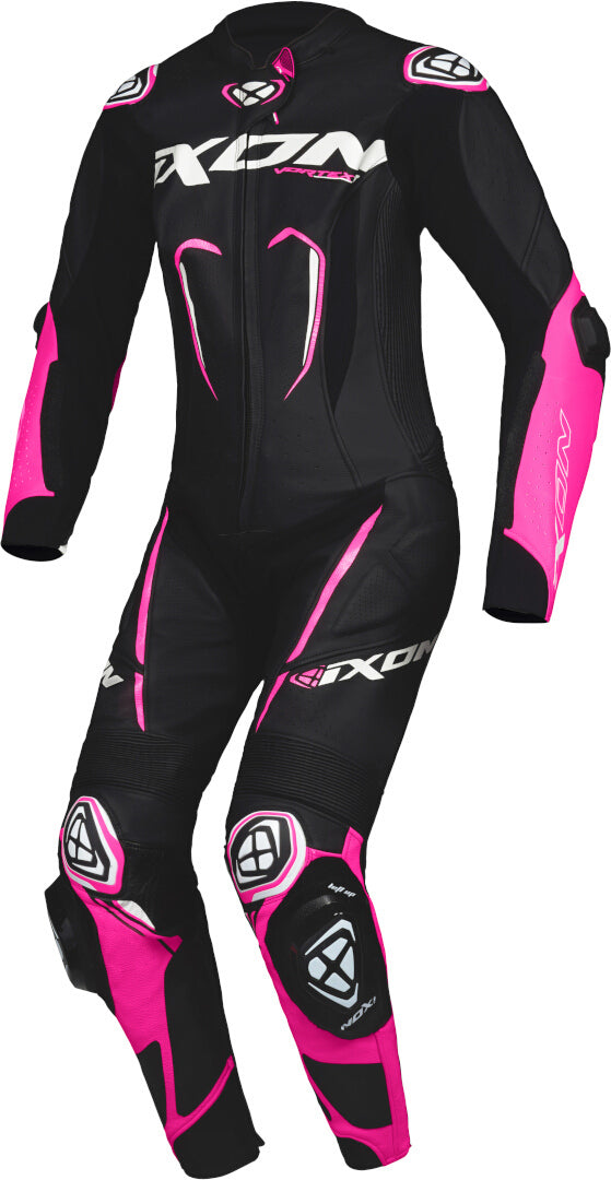 IXON VORTEX 3 DAMAS 1 PIEZA MOTO CARRERAS TRAJE DE CUERO NEGRO ROSA
