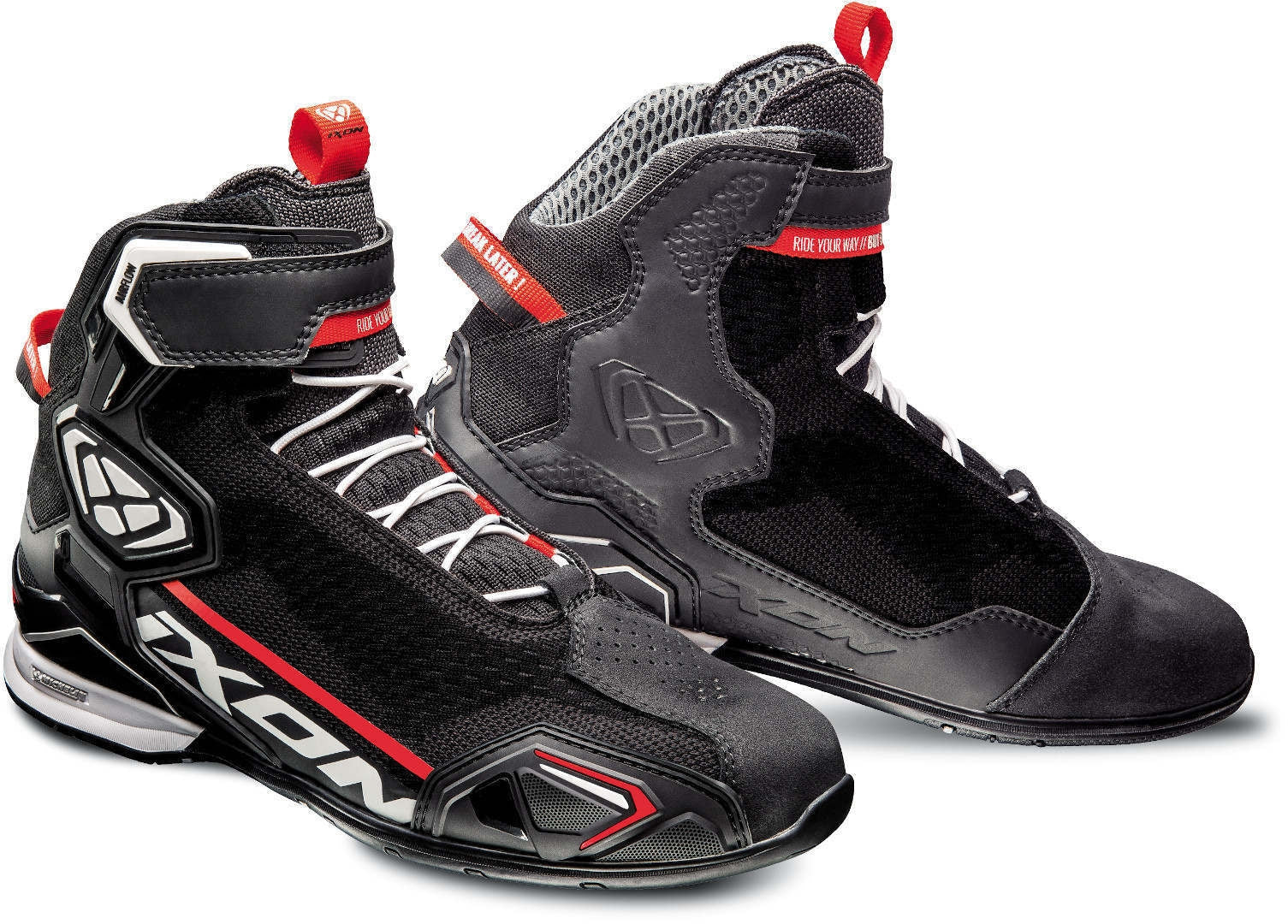 IXON- BOTAS BULL KNIT BLACK/WHITE/RED - SECURTEX MOTOR S.L (t/a MaximoMoto)