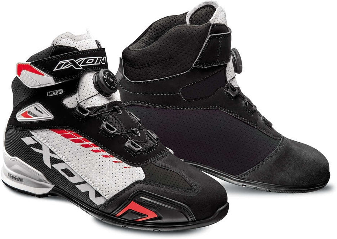 IXON- BOTAS BULL VENTED BLACK/WHITE/RED - SECURTEX MOTOR S.L (t/a MaximoMoto)