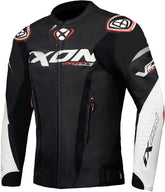 IXON VORTEX 3 Hombre Chaqueta De Cuero Motociclista De Carreras Negro Blanco