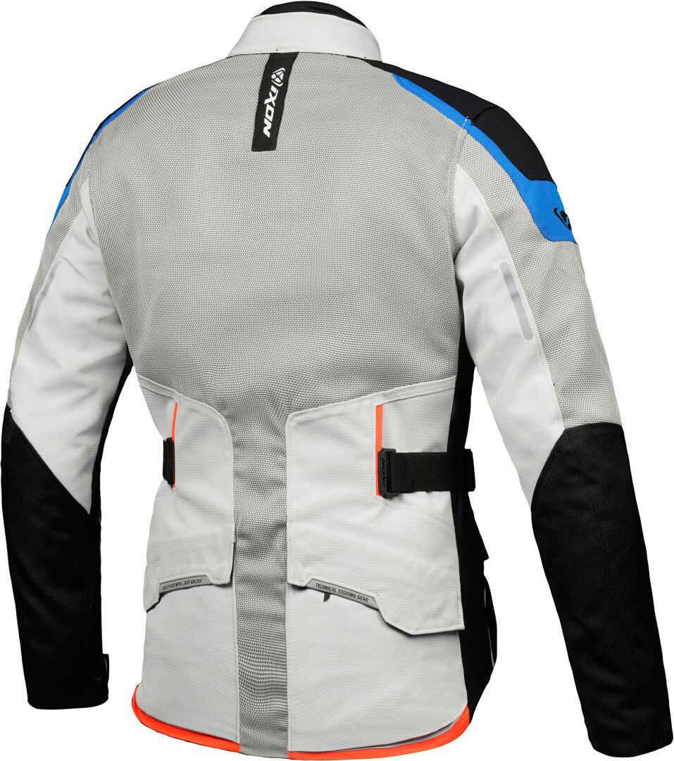 IXON M-NJORD Hombre Moto Textil Chaqueta Gris Claro Azul Rojo