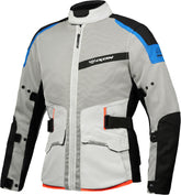 IXON M-NJORD Hombre Moto Textil Chaqueta Gris Claro Azul Rojo