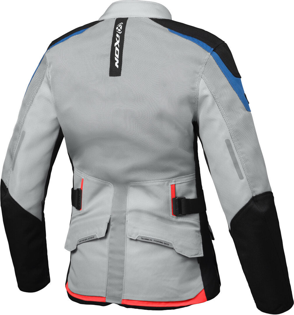 IXON M-NJORD Mujer Textil Chaqueta Gris Claro Azul Rojo Brillante
