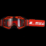 LS2- AURA GOGGLE BLACK RED WITH CLEAR VISOR - SECURTEX MOTOR S.L (t/a MaximoMoto)