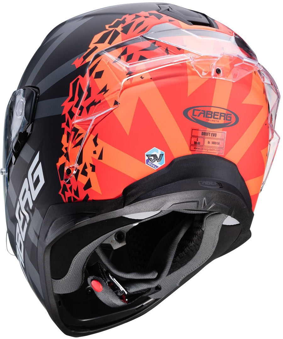 CABERG-Casco DRIFT EVO STORM MATT BLACK/RED FLUO/ORANGE FLUO - SECURTEX MOTOR S.L (t/a MaximoMoto)
