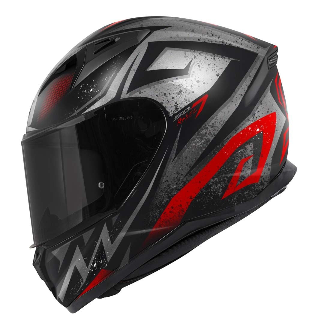 CASCO INTEGRAL DE MOTO 50.7 REBEL NEGRO MATE ROJO CLARO