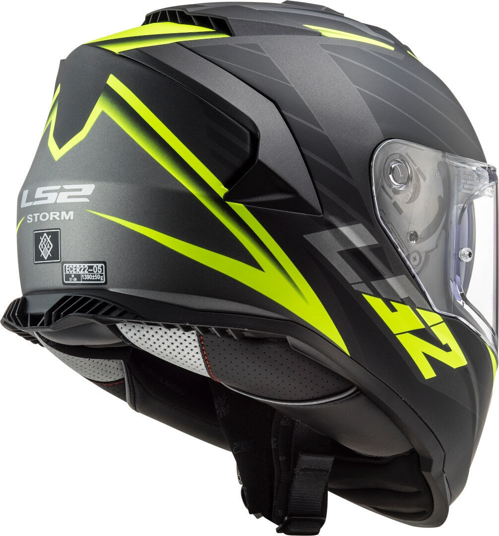 LS2 FF800 STORM NERVE MATT BLACK H-V YELLOW - SECURTEX MOTOR S.L (t/a MaximoMoto)