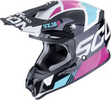 SCORPION VX 16 EVO AIR ANALOG Enduro Moto Casco Negro Azul Rosa