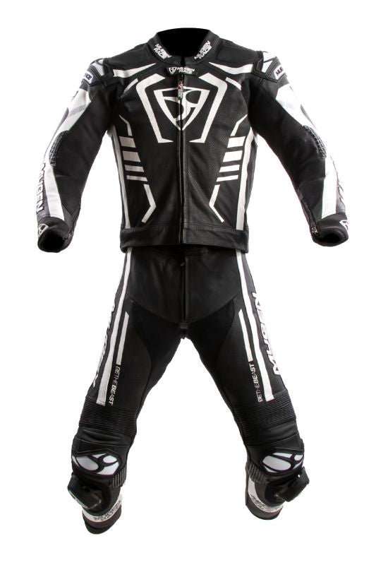 MUGENRACE MNR-2412 2 Piezas Traje Cuero Negro Blanco