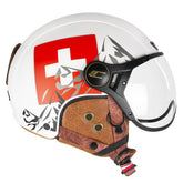 CGM 801C JET EBI SVIZZERA Abierto Casco Blanco Rojo Opaco - CASCO