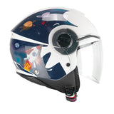 CGM 261S MINI SPACE Abierto Moto Casco Blu Biano