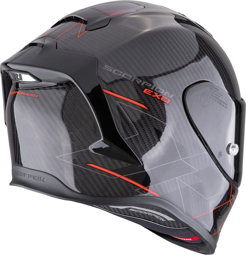 SCORPION EXO-R1 EVO CARBON AIR CYNERGY Integral Casco Negro Rojo