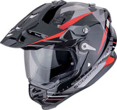 SCORPION ADF 9000 AIR FEAT Aventura Moto Casco Negro Plata Rojo