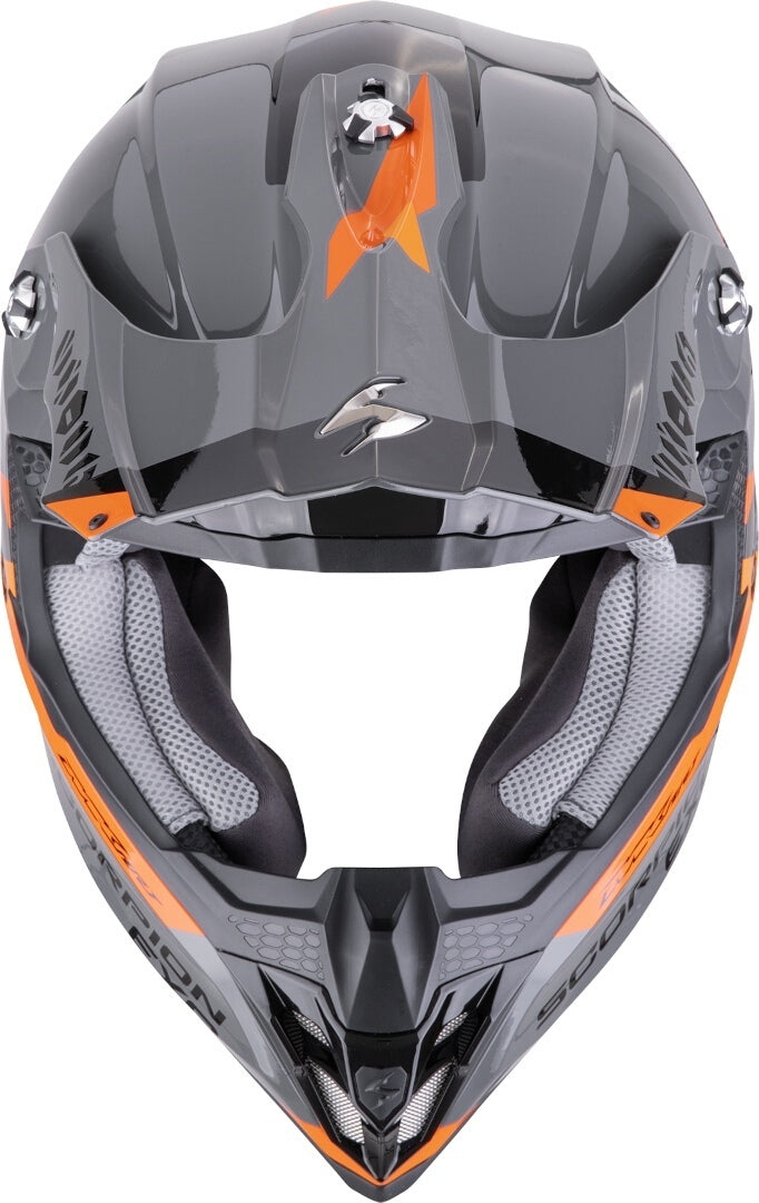 SCORPION VX-16 EVO AIR ROD Motocross Casco Blanco Gris Naranja