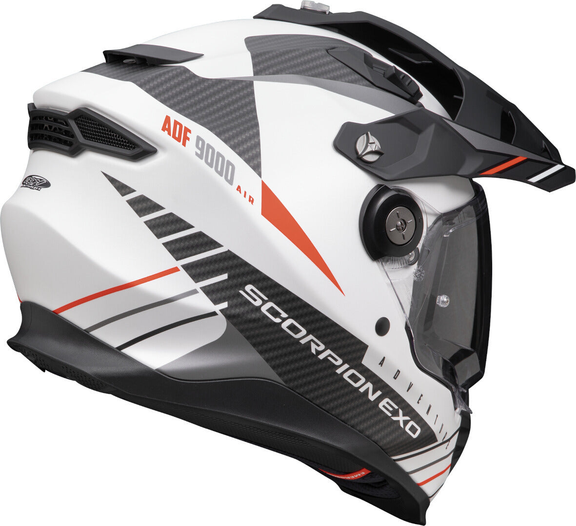 SCORPION ADF 9000 AIR FEAT Aventura Moto Casco Blancoate Negro Rojo - CASCO