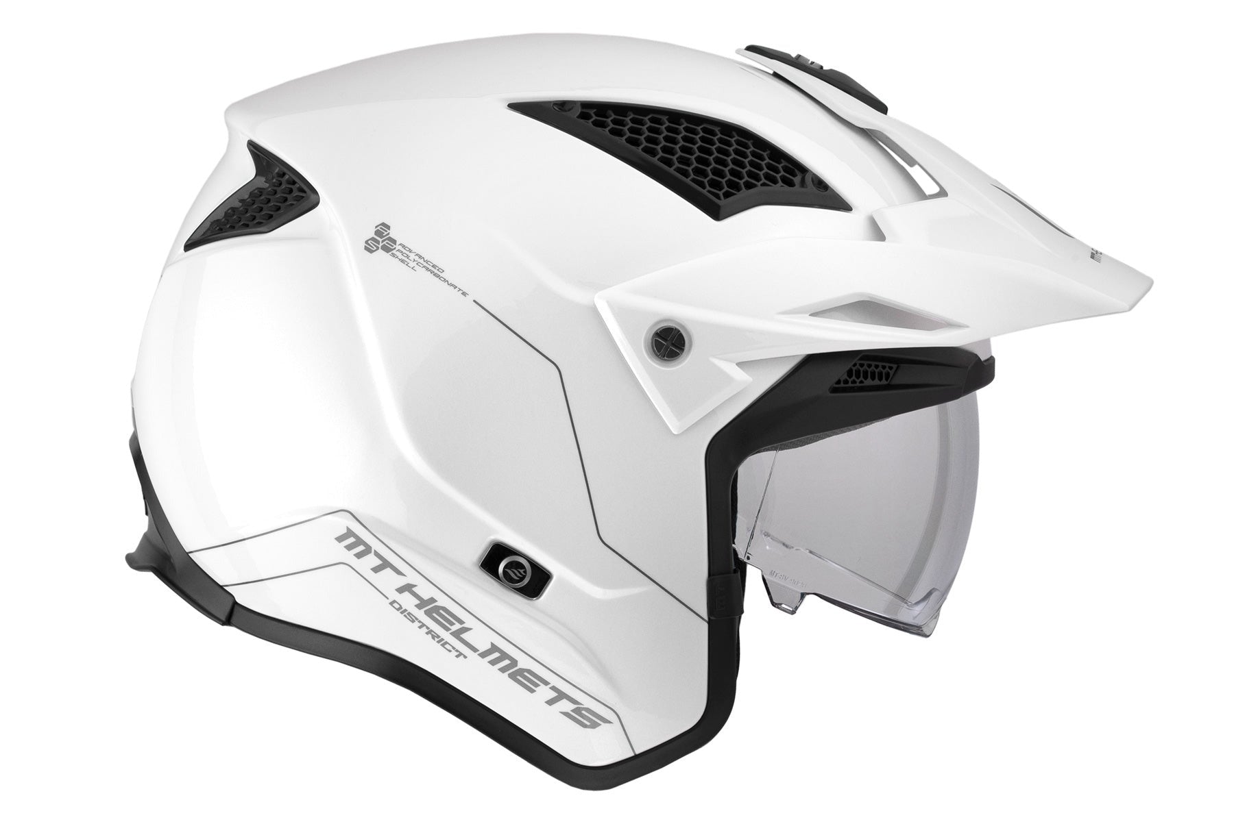 MT District Sv Solid A0 en blanco brillante Casco de moto todoterreno - CASCO