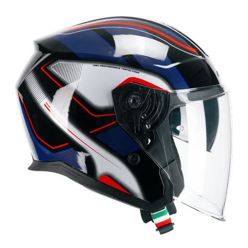 CGM 136G RNA SPORT JET CASCO MOTO NERO ROSSO AZUL