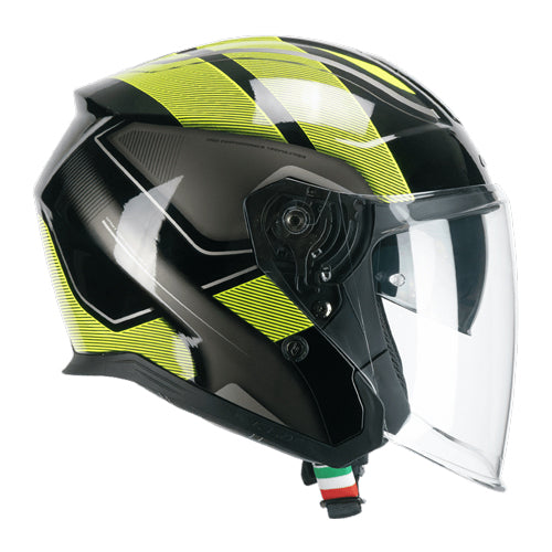CGM 136G RNA SPORT JET CASCO MOTO NERO GIALLO FLUO