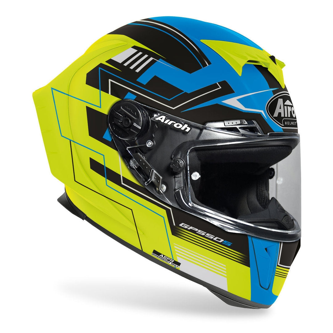 AIROH - CASCOS GP550 S CHALLENGE BLUE/YELLOW MATT - SECURTEX MOTOR S.L (t/a MaximoMoto)