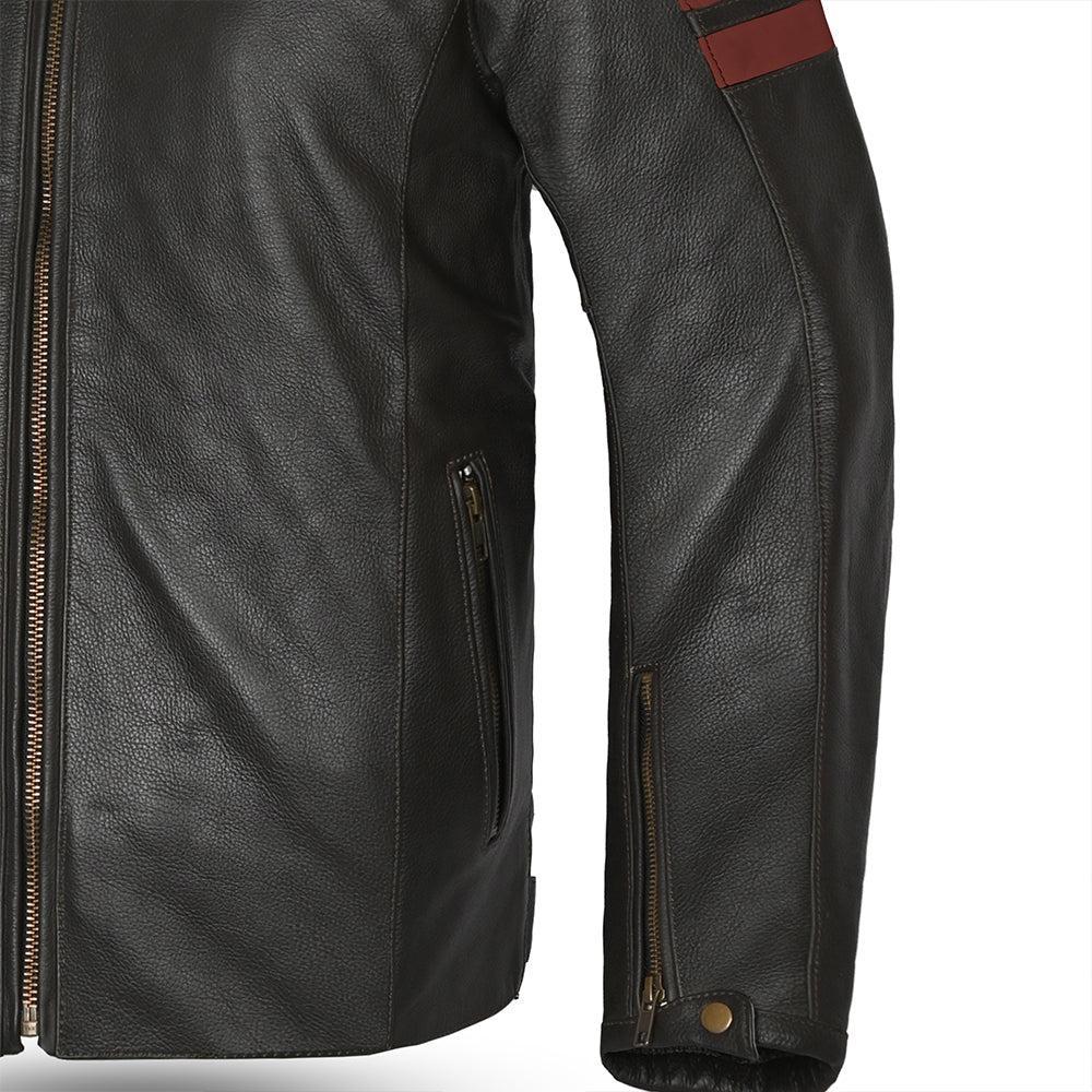 BELA - CHAQUETA PIEL STARK MARRÓN OSCURO/ROJO - SECURTEX MOTOR S.L (t/a MaximoMoto)