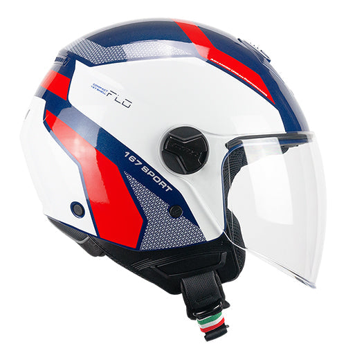 CGM 167D FLO SPORT abierto Jet Casco Azul Blanco Rojo