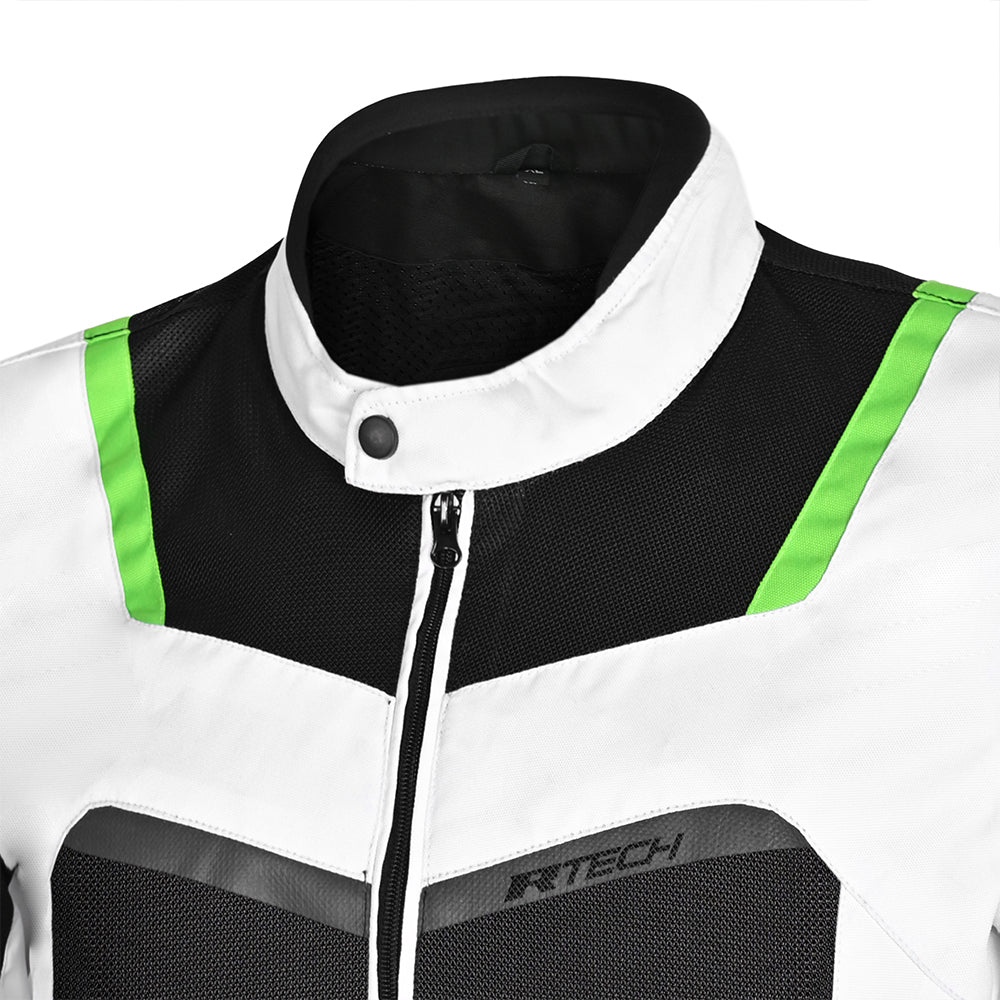 R-TECH SPIRAL MESH CHAQUETA DE MOTO DE HOMBRE TEXTIL NEGRO BLANCO VERDE