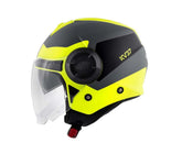 KAPPA KV37 EVO Motocicleta Jet Casco Titanio Mate Negro Amarillo - CASCO