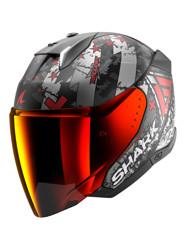 Shark SKWAL i3 Hellcat abierto Casco negro mate cromado rojo