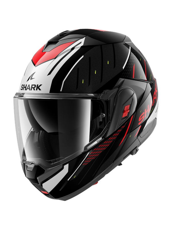 SHARK OXO RYDGER ABATIBLE CASCO MODULAR NEGRO PLATA ROJO
