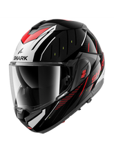 SHARK OXO RYDGER ABATIBLE CASCO MODULAR NEGRO PLATA ROJO