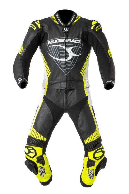 MUGENRACE MNR-1711 Traje Piel Impegnato Negro Blanco Fluo Amarillo