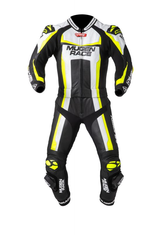 MUGENRACE MNR-1913 Ibrido Traje Cuero Negro Blanco Amarillo