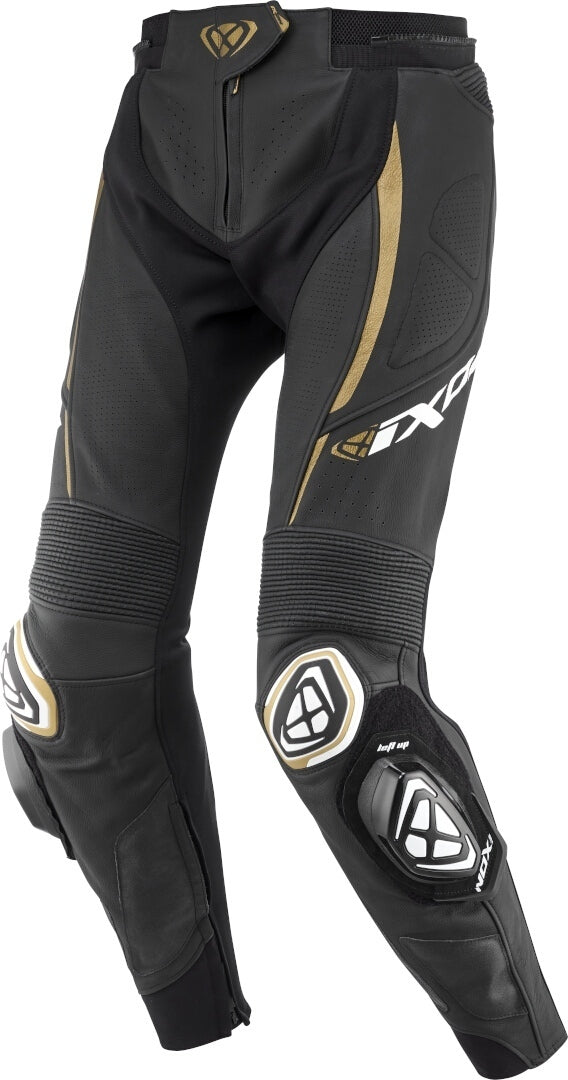 IXON VORTEX 3 PT L DAMAS MOTO PANTALONES CUERO NEGRO ORO