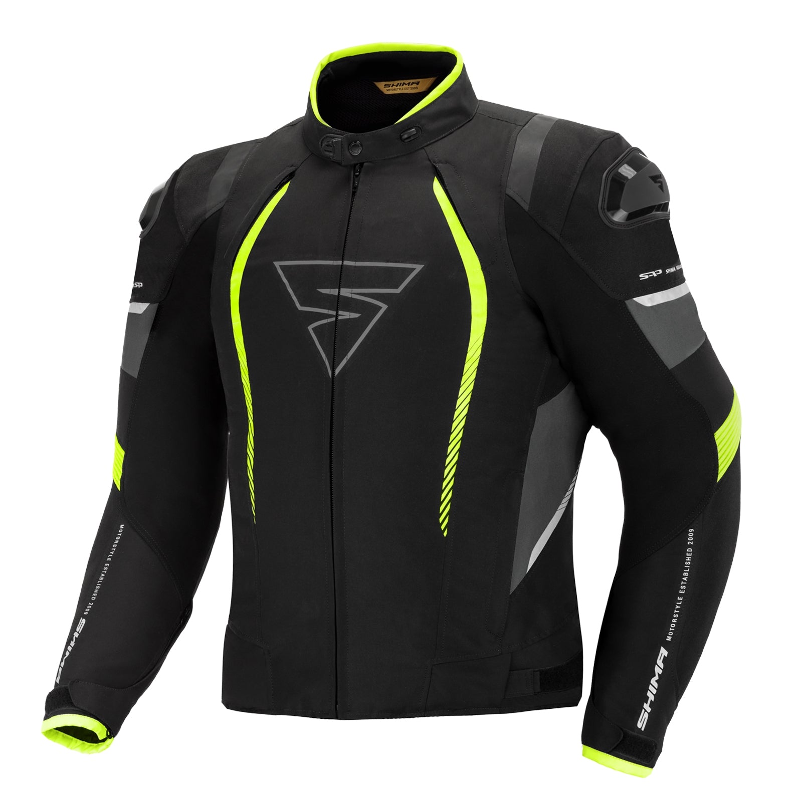 Chaqueta de moto Touring SHIMA PRO BLACK FluoroTextile