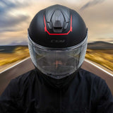 CGM 360G KAD RIDE Integral Moto Torismo Casco Negro Rojo Mate