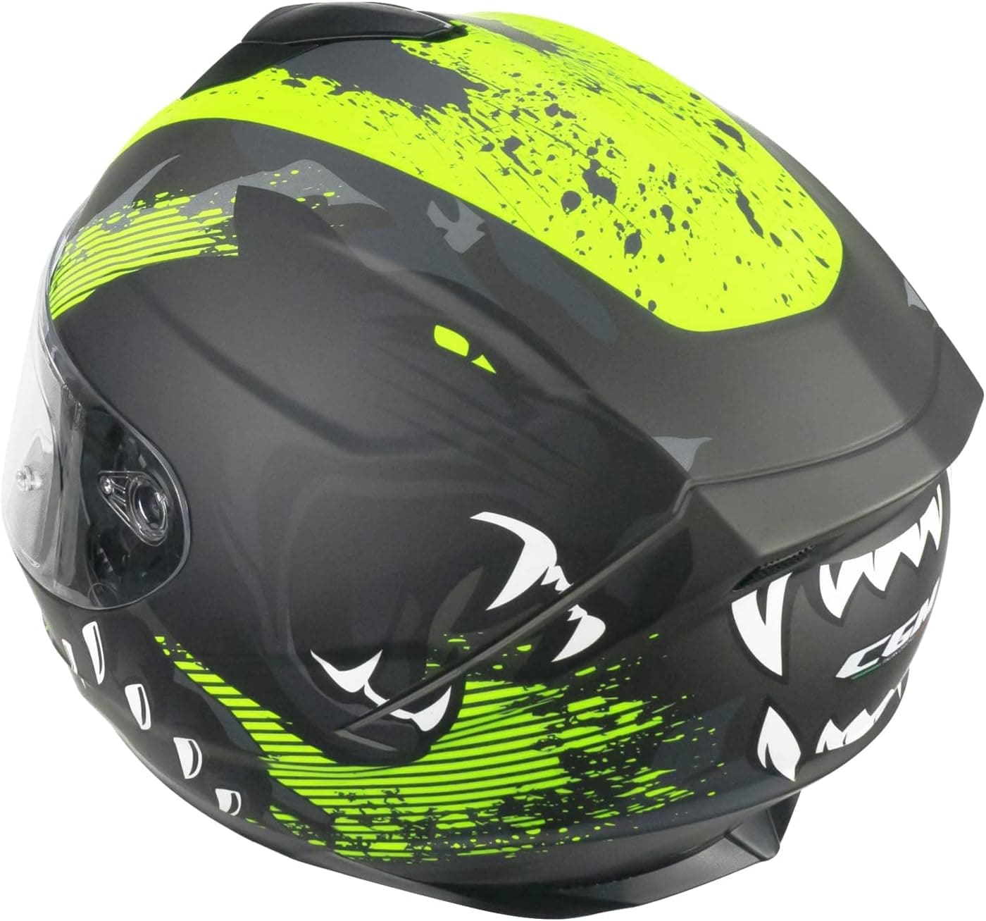CGM 320T NEUTRON PANTHER Moto Integral Casco Negro Fluo Amarillo Mate
