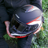 CGM 568G BER DRESDA Moto Modular Casco Negro Rojo Mate