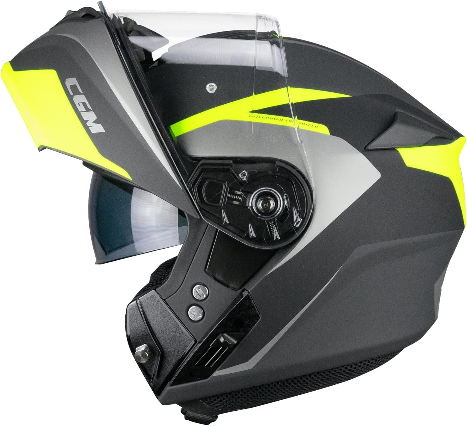 CGM 568G BER grafito Modular Casco moto Grafite Giallo fluo opaco - CASCO