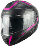 CGM 569G C-MAX CITY Moto Casco Modular Negro Fluorescente Mate Fucsia