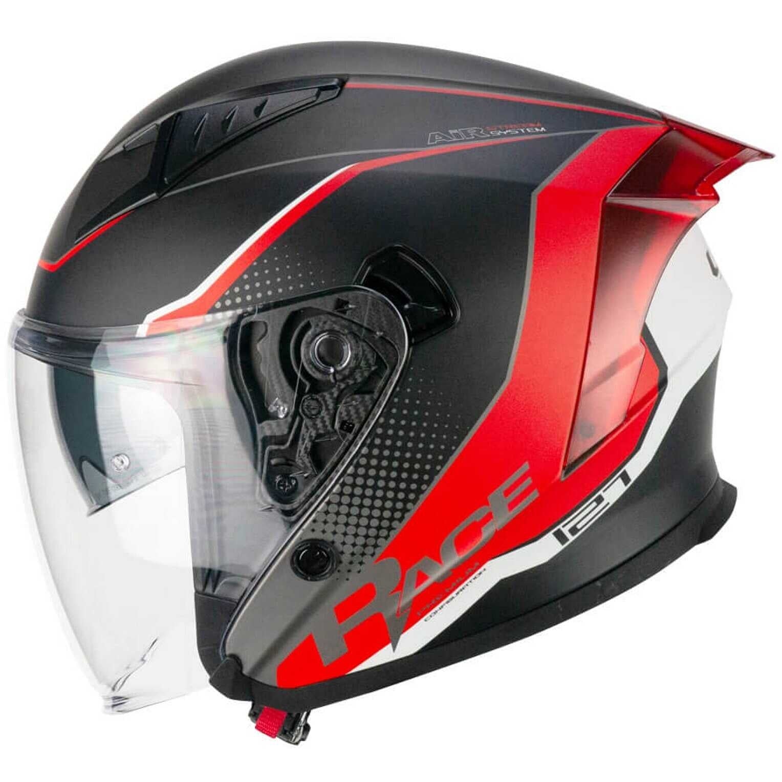 CGM 127G DEEP RACE ABATIBLES CASCO JET GRAFITE ROSSO OPACO - CASCO